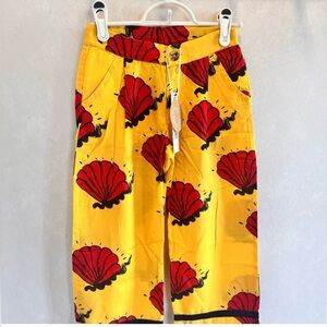 Mini Rodini Yellow Pants with Red Shell Design. 100% organic cotton